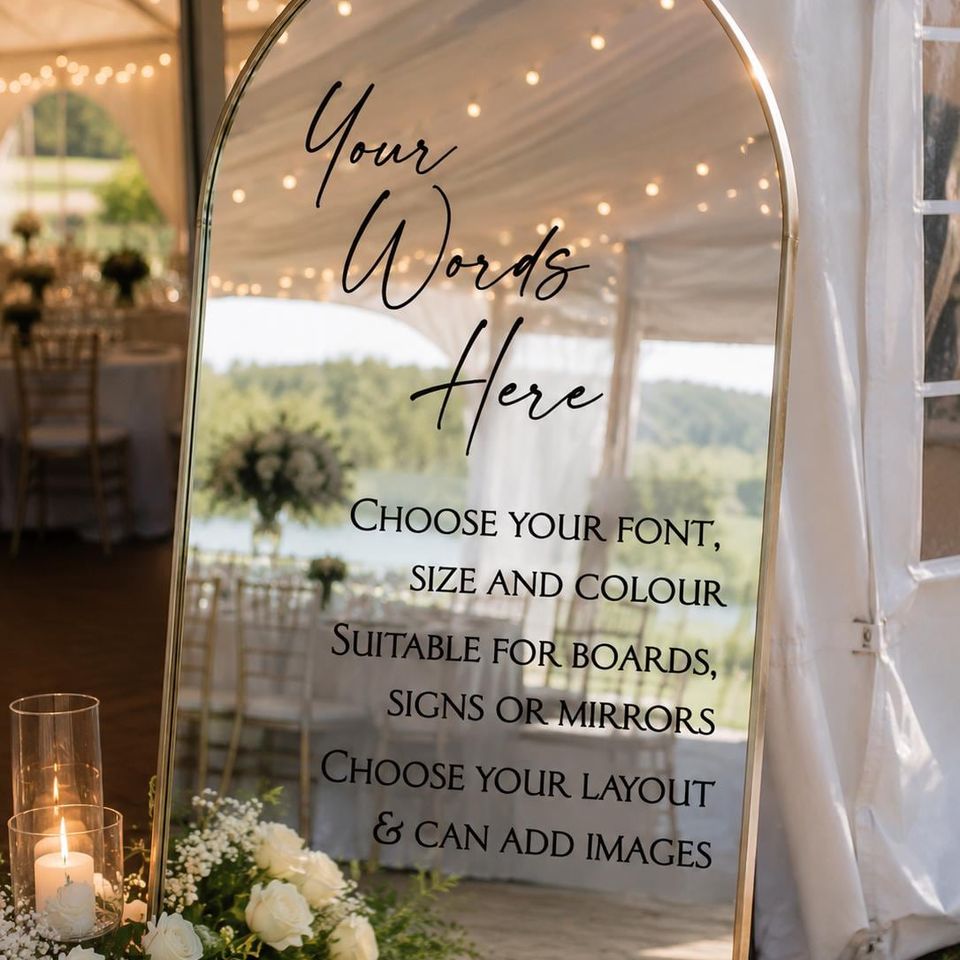 Wedding welcome sign decal in script lettering