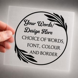 Decal sample with a leafy half-wreath border