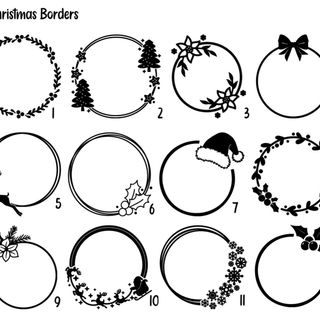Chart of Christmas border designs, numbered 1 to 12
