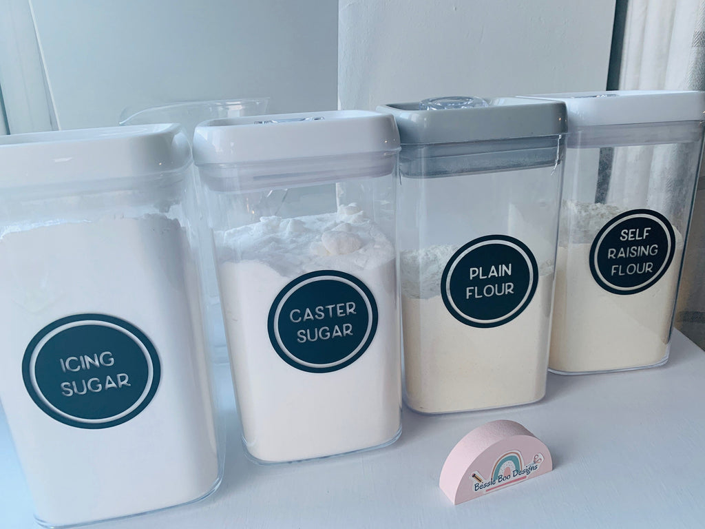 Storage Container Decals | Kitchen labels | Baking Labels | Custom Made Vinyl Labels | Self-Adhesive Personalised Labels