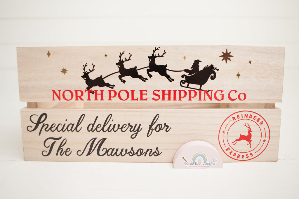 Crate - Personalised Christmas Crate | Christmas Gift | Christmas Eve Box | Christmas Eve Treats North Pole Special Delivery