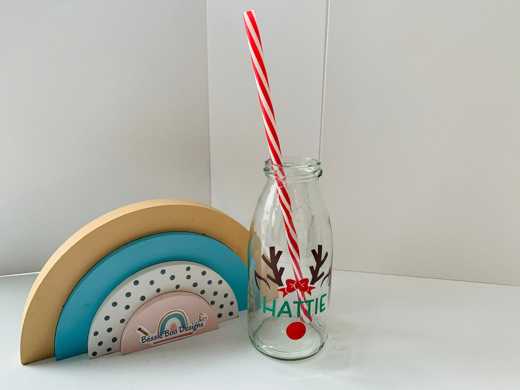 Christmas Bottle | Milk for Santa | Christmas Eve Box Filler | Christmas present | Kids stocking filler | Reindeer Glass Bottle | Christmas