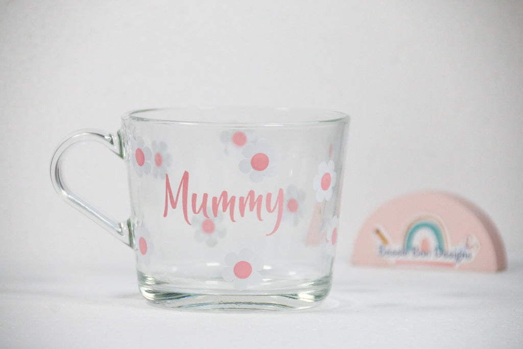 Pink Daisy Glass Mug