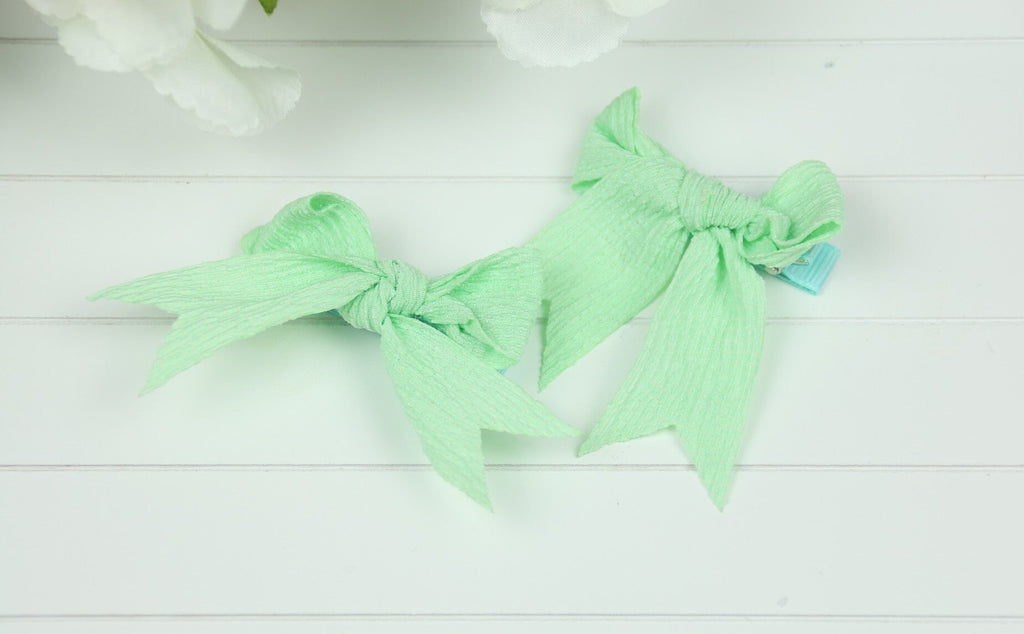 Girls Boutique - Crinkle Fabric Bow Clips