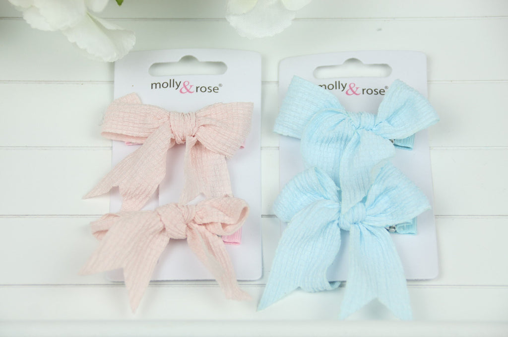 Girls Boutique - Crinkle Fabric Bow Clips