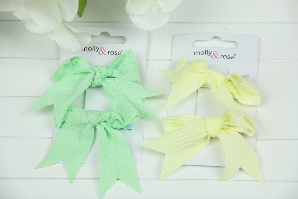 Girls Boutique - Crinkle Fabric Bow Clips