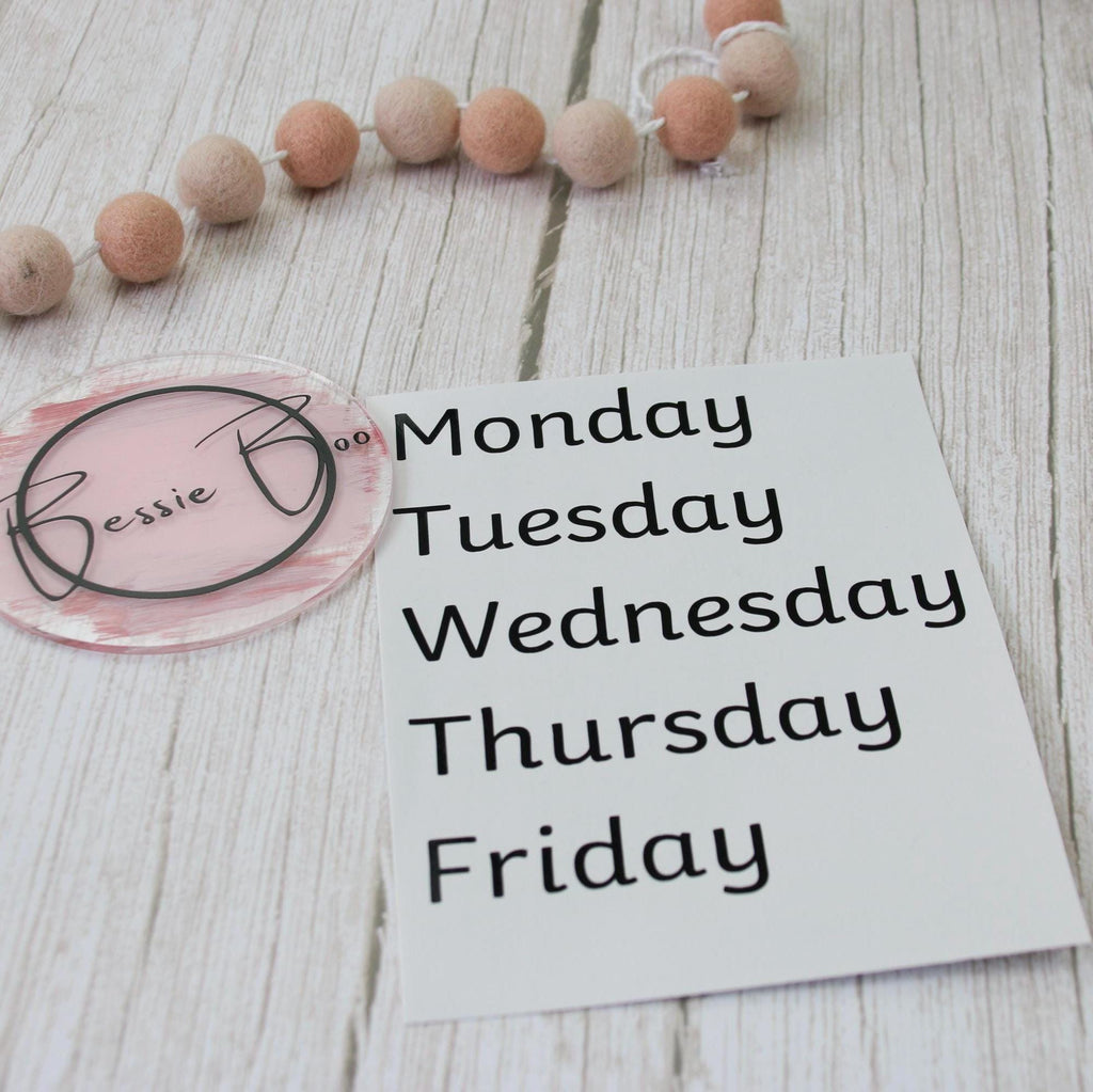 Weekday Labels | Days of the Week Stickers | Labels for Teachers | Planner Labels | Custom Made Vinyl Labels | Self-Adhesive Labels