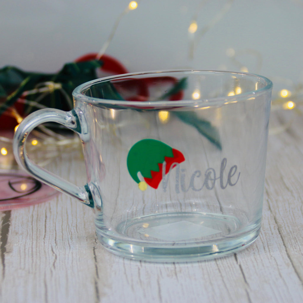 Gift Ideas - Christmas Elf Santa Hat Glass | Personalised Glass | Christmas Present | Christmas 2024 | Christmas tumbler | Stocking Filler