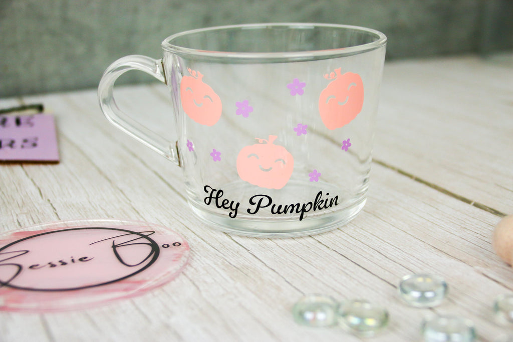 Gift Ideas - Halloween Glass Mug | Pink Halloween Mug | Cute pumpkin Mug | hello pumpkin | Personalised Halloween Glasses |