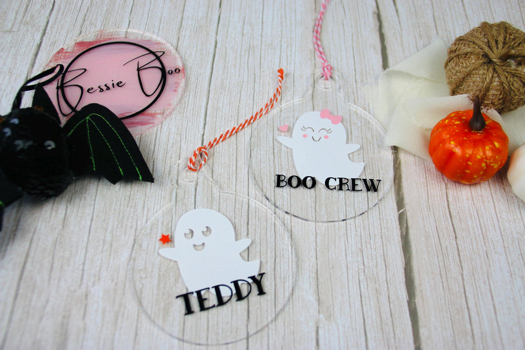 Halloween Personalised Acrylic Tag | Personalised Decorations | Personalised Gifts | Autumn Decorations | Cute Halloween Ghost