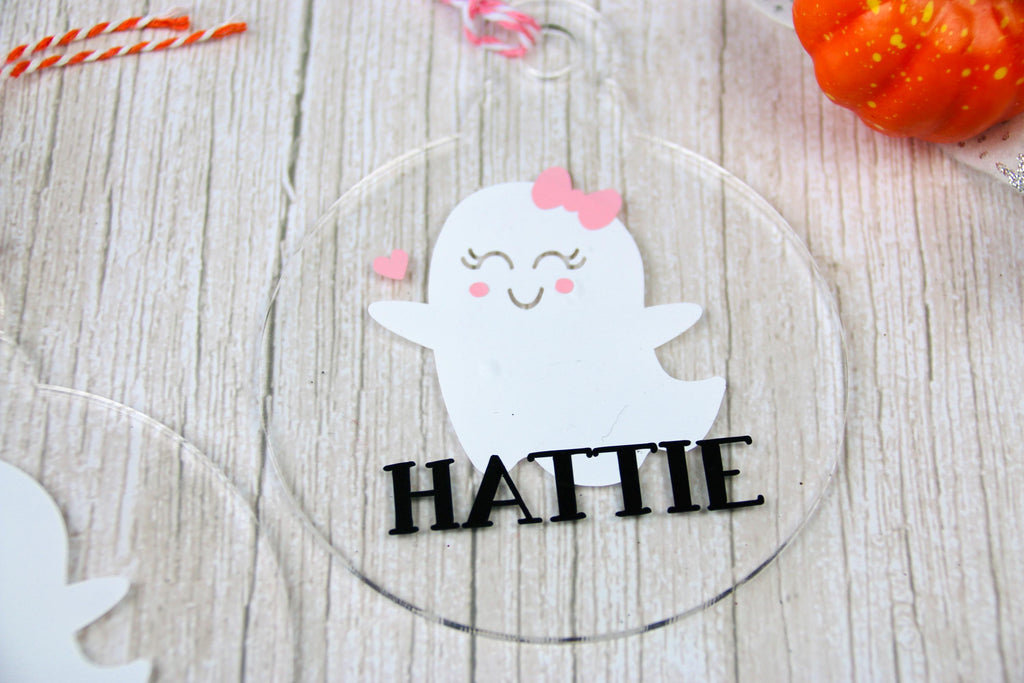 Halloween Personalised Acrylic Tag | Personalised Decorations | Personalised Gifts | Autumn Decorations | Cute Halloween Ghost