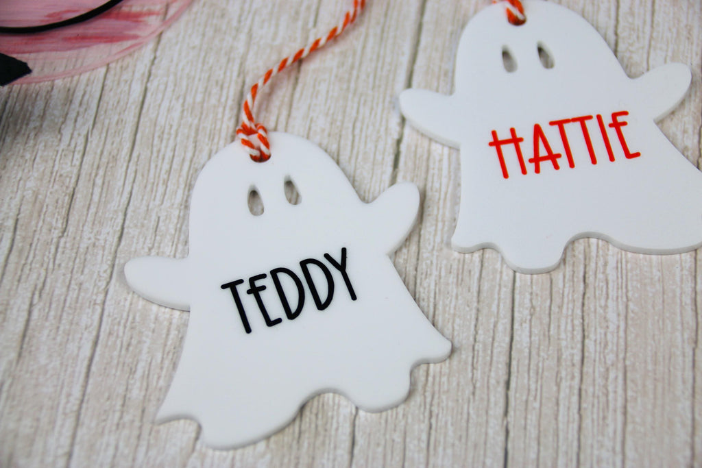 Halloween Personalised Acrylic Tag | Personalised Decorations | Personalised Gifts | Autumn Decorations | Cute Halloween Ghost