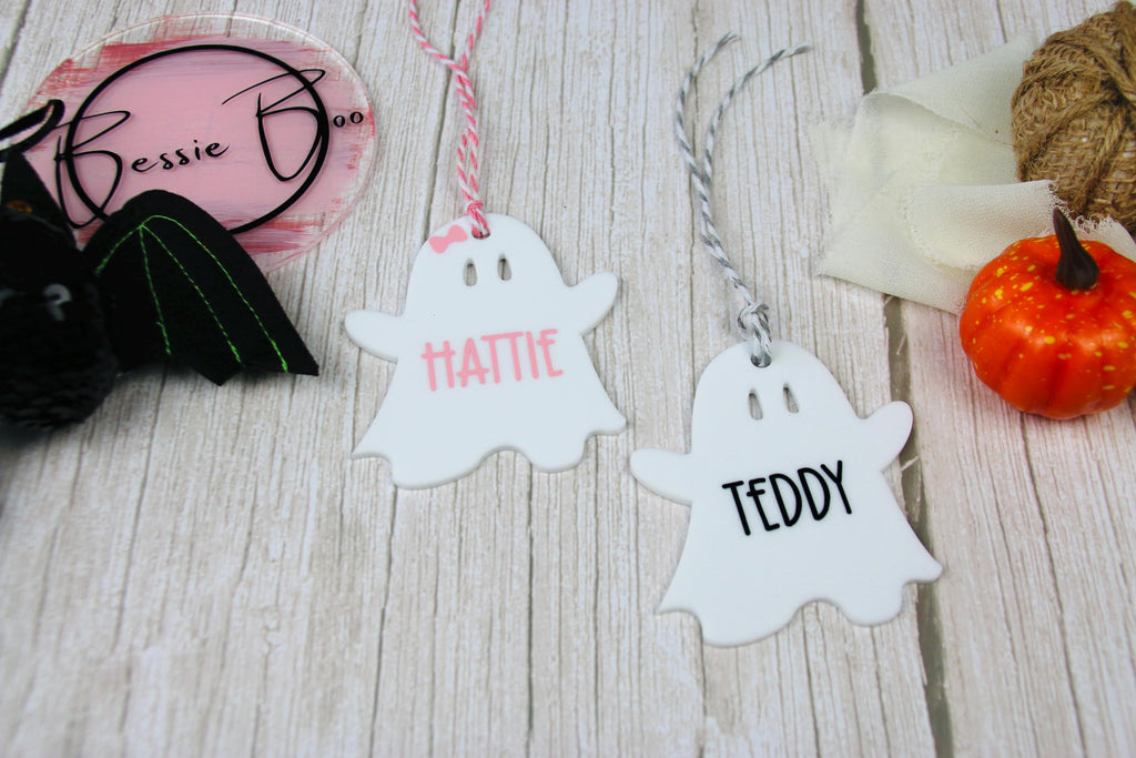 Halloween Personalised Acrylic Tag | Personalised Decorations | Personalised Gifts | Autumn Decorations | Cute Halloween Ghost